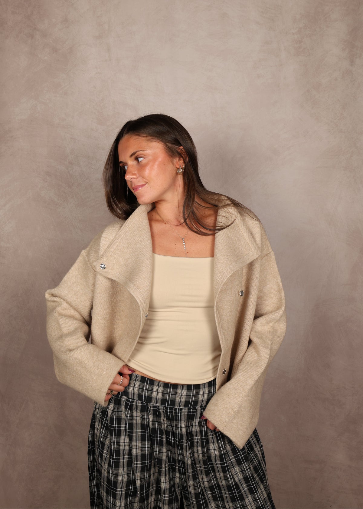 Hadley High-Neck Button Cardigan