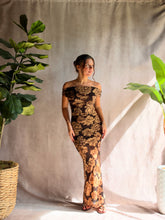 Load image into Gallery viewer, Garden Espresso One Shoulder Dress