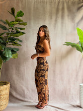 Load image into Gallery viewer, Garden Espresso ruched Midi Dress