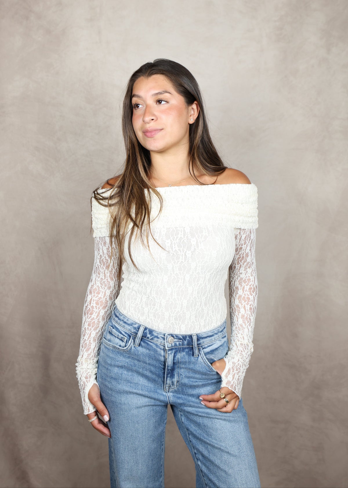 The Amara Lace Off-Shoulder Top