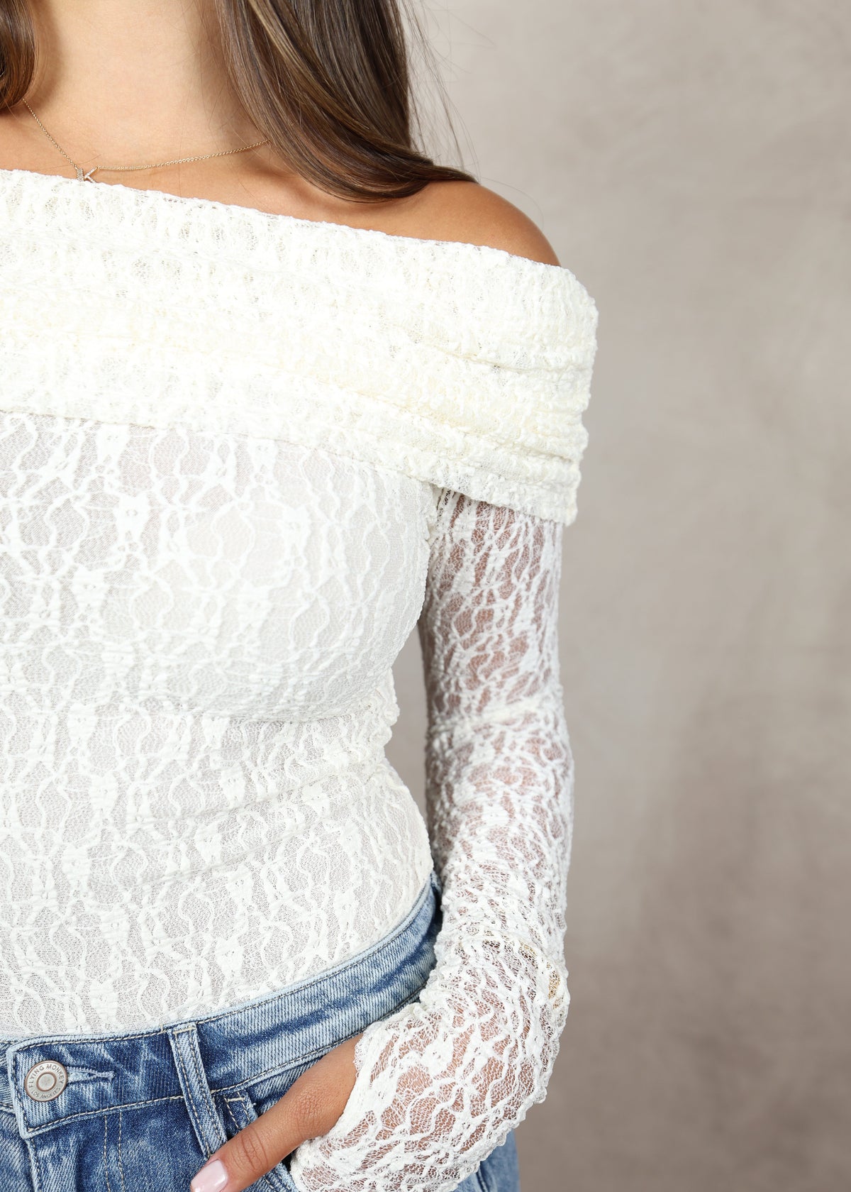 The Amara Lace Off-Shoulder Top