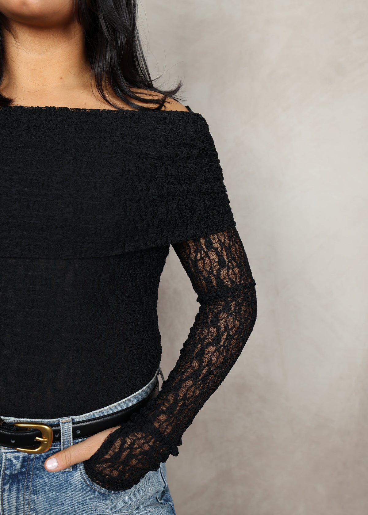 The Amara Lace Off-Shoulder Top