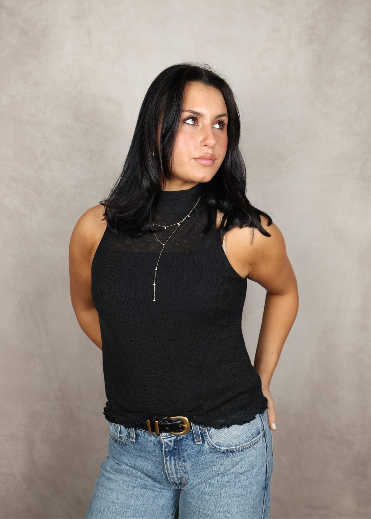 The Noire Tie-Neck Mesh Tank