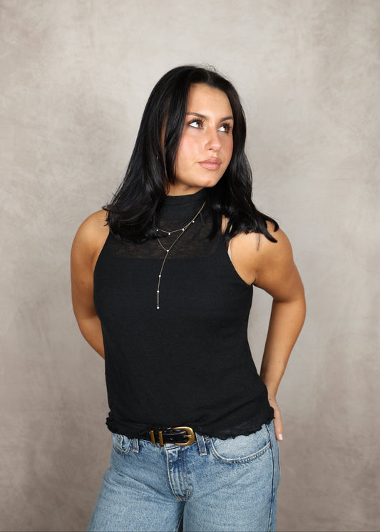 The Noire Tie-Neck Mesh Tank