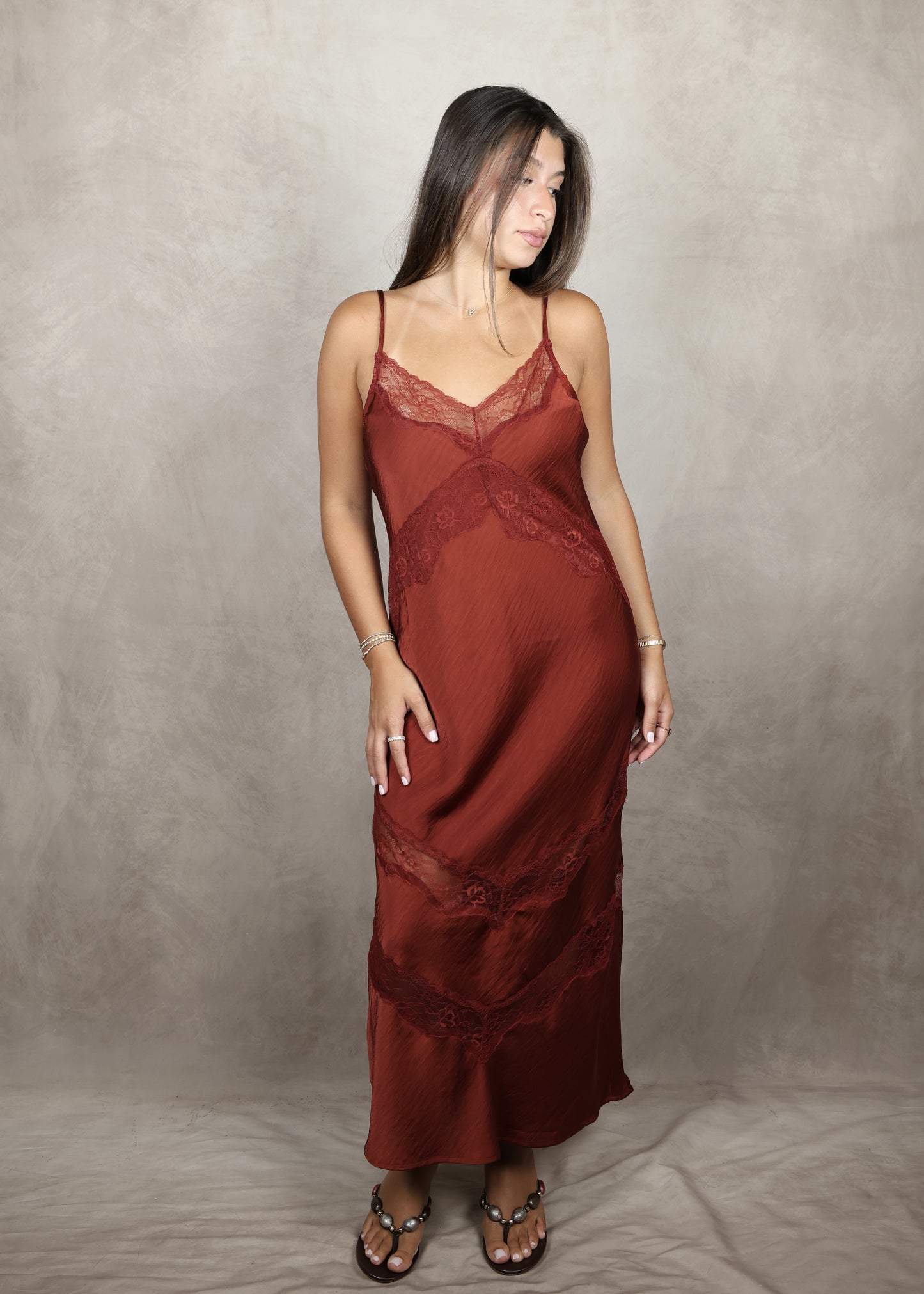 BRUNA LACE INSET MIDI DRESS