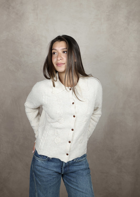 Pressed Flowers Embroidered Cardigan