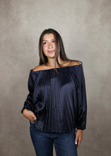 Load image into Gallery viewer, Pleated Satin Off-the-shoulder blouce
