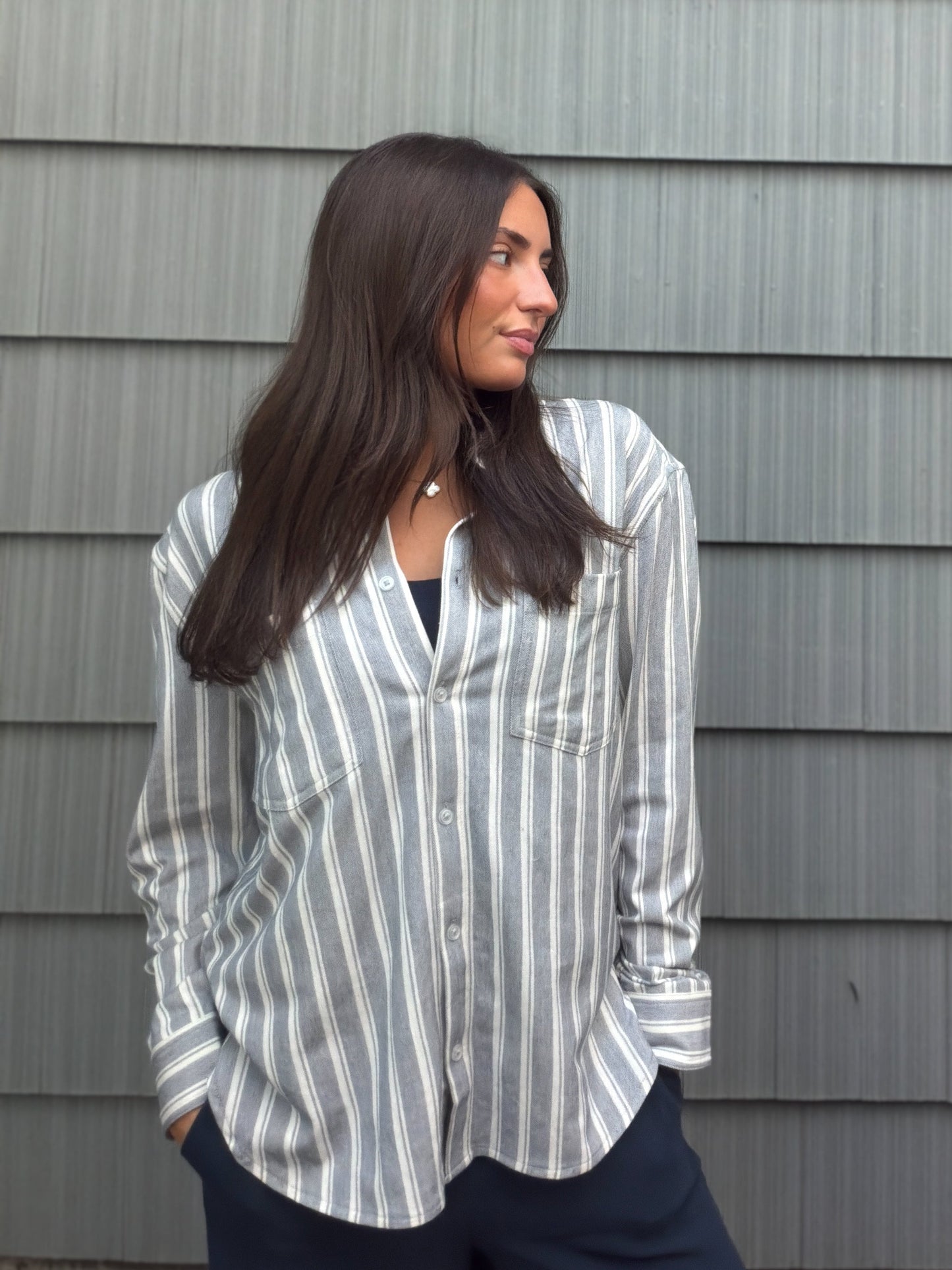 ZSUPPLY Reese Button Up Stripe Top