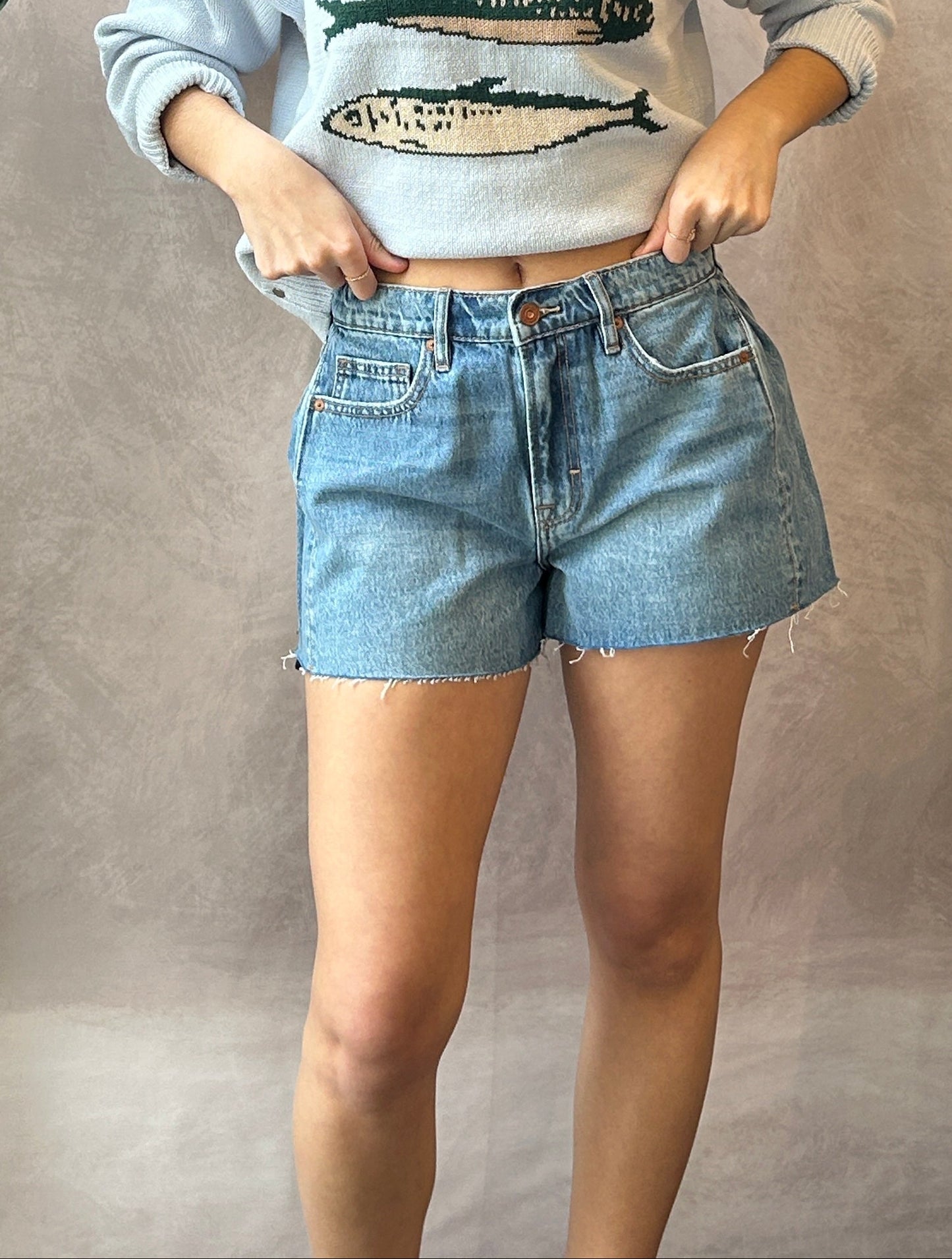 Hidden Dark Wash A-Line Denim Shorts