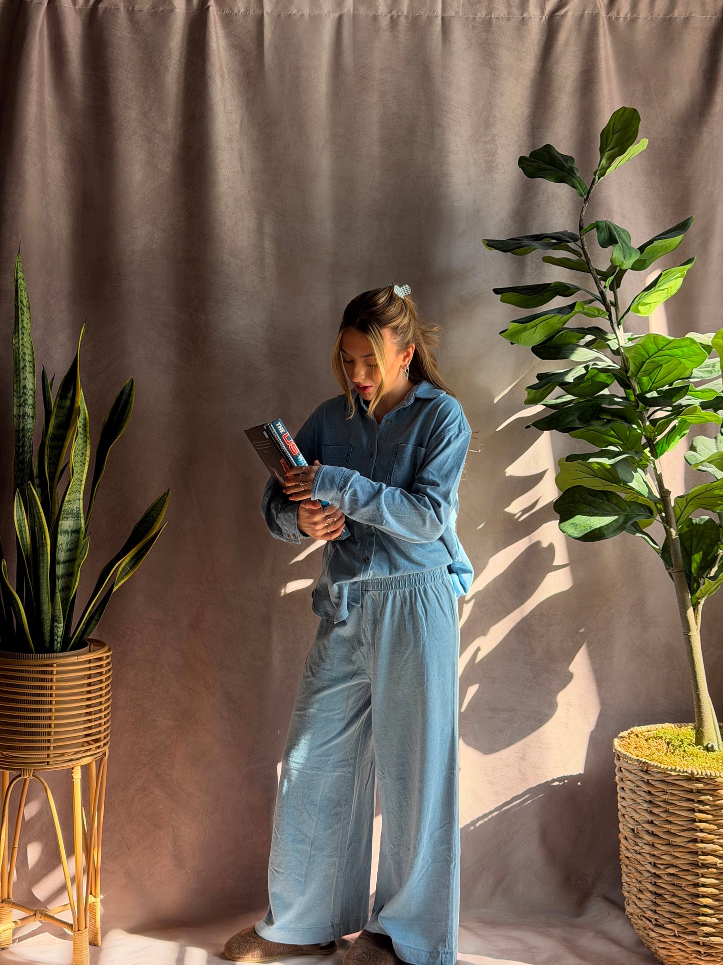 ZSUPPLY Reese Jersey Denim Button Up