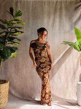 Load image into Gallery viewer, Garden Espresso One Shoulder Dress
