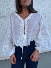 Load image into Gallery viewer, Colette Eyelet Tie Top
