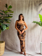 Load image into Gallery viewer, Garden Espresso ruched Midi Dress
