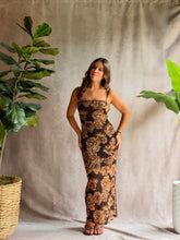 Load image into Gallery viewer, Garden Espresso ruched Midi Dress
