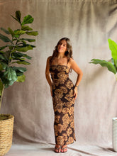 Load image into Gallery viewer, Garden Espresso ruched Midi Dress
