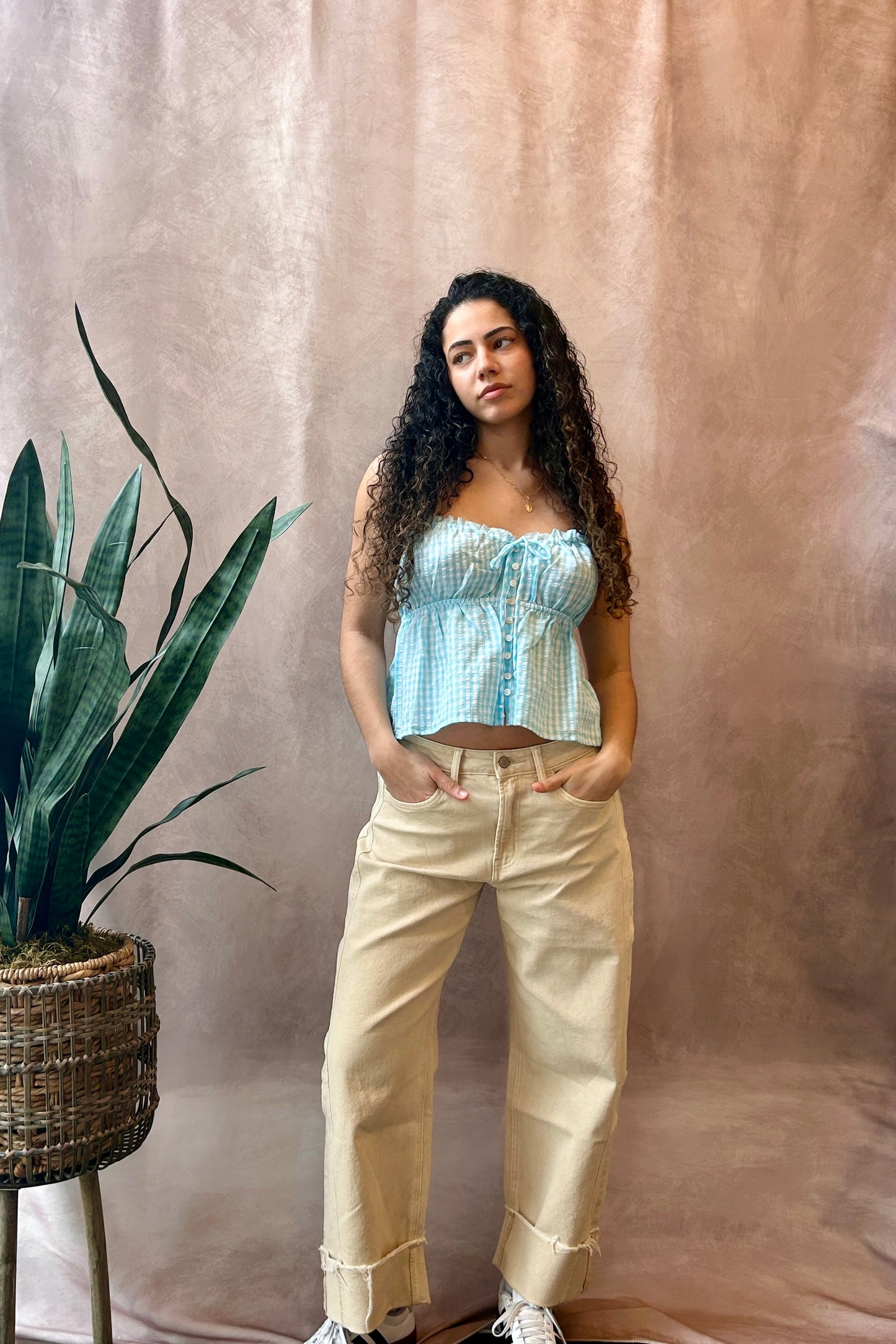Flying Monkey High Rise Side Panel Crop Cuffed Barrel Jeans