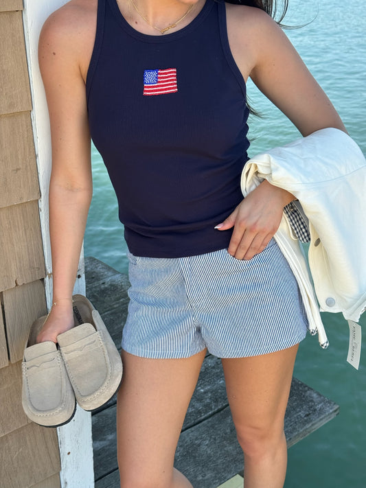 Knotted In Navy Shorts