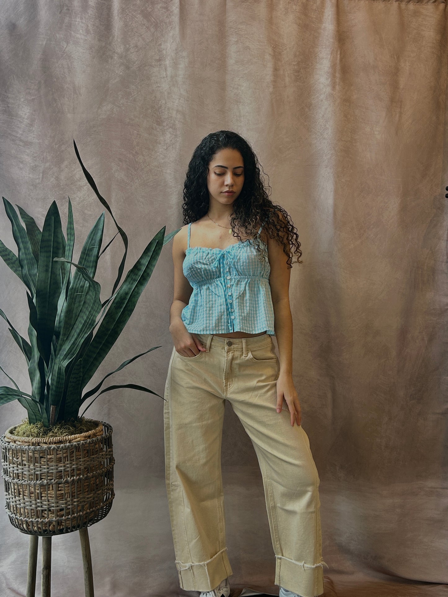 Flying Monkey High Rise Side Panel Crop Cuffed Barrel Jeans