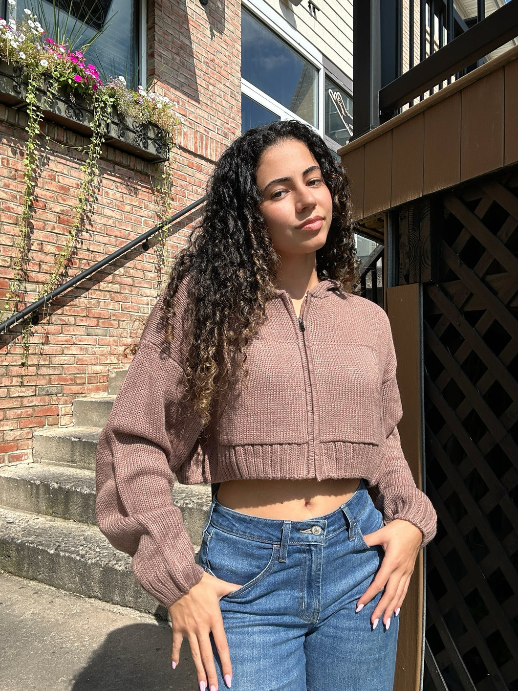 Chestnut Knit Zip Up