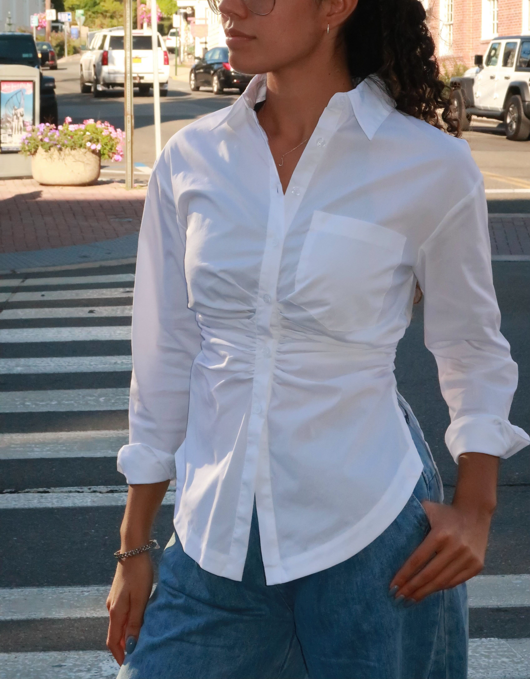 Checking In Button Up